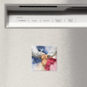 Aimant Vache Longhorn avec Texas Drapeau Carte Aquarelle (In Situ (Lave-vaisselle))