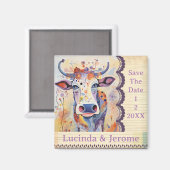 Aimant Vache Mariage de ferme Enregistrer la date (Recto/Verso)