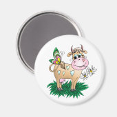 Aimant Vache mignonne et papillon (Recto/Verso)