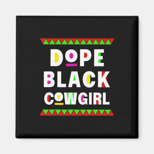 Aimant Vache noire cowgirl à cheval afro-américaine Blac