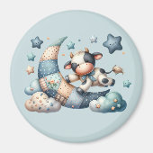 Aimant Vache patchwork mignonne sur la lune avec des étoi (Devant)