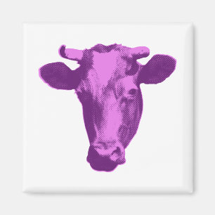Aimant Vache Pop Art Rose et Violet
