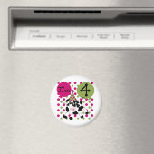 Aimant Vache rose 4e Anniversaire Tshirts et cadeaux (In Situ (Lave-vaisselle))