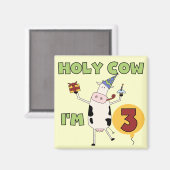 Aimant Vache sainte je suis 3 T-shirts et cadeaux d'anniv (Recto/Verso)