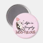 Aimant Vache Simply Tshirts et cadeaux Moo-velous (Recto/Verso)