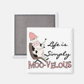 Aimant Vache Simply Tshirts et cadeaux Moo-velous (Recto/Verso)