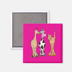 Aimant Vache, zèbre, girafe en dessin enfants
