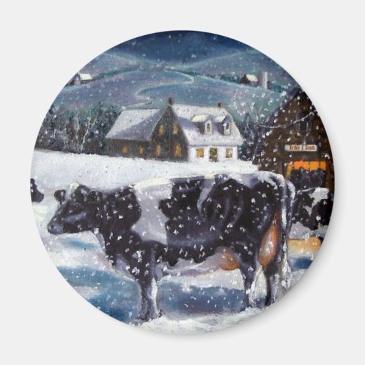 AIMANT VACHES : NOËL : NEIGE : ART : HOLTEIN (Devant)