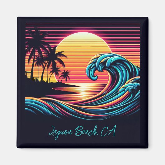Aimant Vague de Surf rétro Sunset (Devant)
