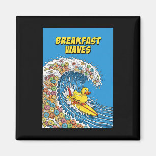 Aimant Vagues de petit déjeuner Humour Canard Surfeur Sur