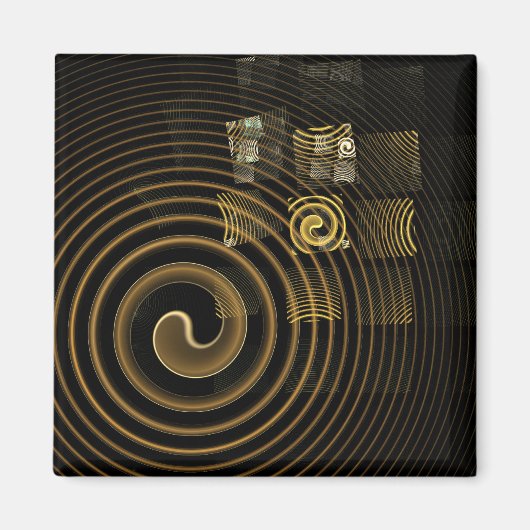 Aimant Vagues dorées hypnotiques Art abstrait moderne (Devant)