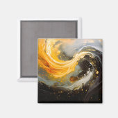 Aimant Vagues modernes marbre abstrait doré (Recto/Verso)