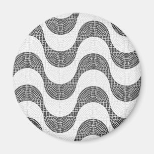 Aimant vagues noires et blanches en pavé portugais