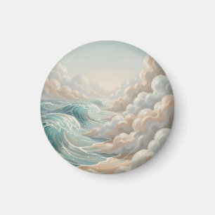 Aimant Vagues océaniques sereines Ciel nuageux Paysage ma
