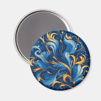 Aimant Vagues royales de fantaisie Tourbillons de bleu et