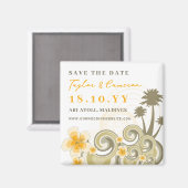 Aimant Vagues tropicales Plage d'Hibiscus Jaune Enregistr (Recto/Verso)