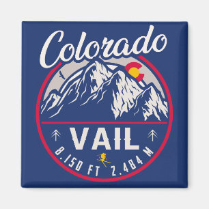 Aimant Vail Colorado Mountain Retro Sunset Souvenirs