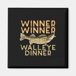 Aimant Vainqueur Walleye Diner Pêche Drôle Pêcheur Hommes
