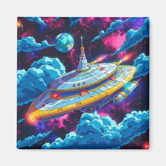 Aimant Vaisseau spatial extraterrestre de dessin animé (Devant)