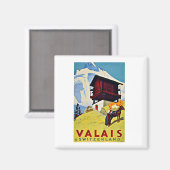 Aimant Valais Suisse Vintage voyage (Recto/Verso)