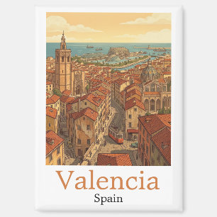 Aimant Valencia Espagne Colorée Voyage Vintage