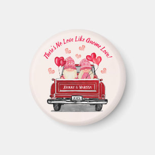 Aimant Valentine Gnome Vintage Coeurs de Camion Rouge