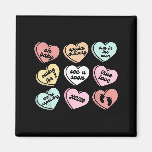 Aimant Valentine Hearts Candy Pregnancy Announcement Baby (Devant)