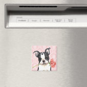 Aimant Valentine Rose Boston Terrier (In Situ (Lave-vaisselle))