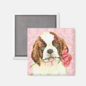 Aimant Valentine Rose St. Bernard (Recto/Verso)