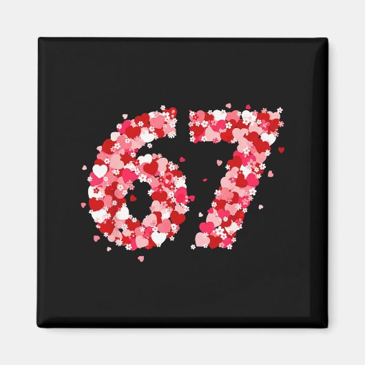 Aimant Valentine’s Day 67 Meme With Hearts Funny Six Seve (Devant)