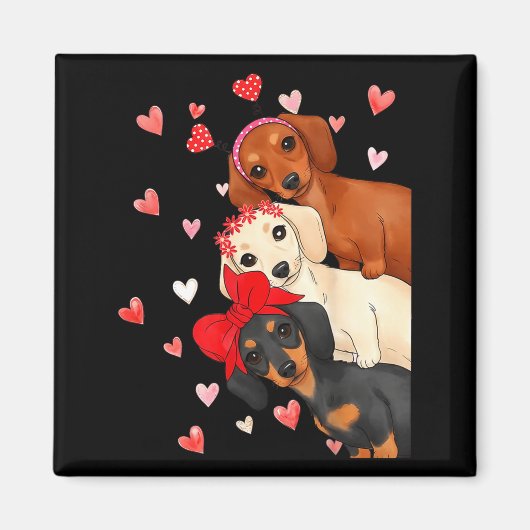 Aimant Valentine’s Day Dog Cute Dachshund Dogs For Dog Mo (Devant)