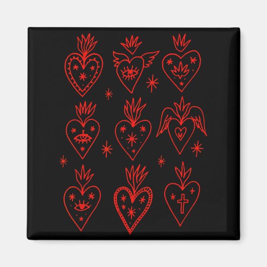 Aimant Valentine’s Day Mexican Milagro Gothic Goth Sacred (Devant)