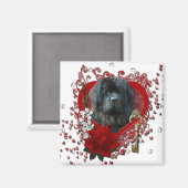 Aimant Valentines - clé de mon coeur - Terre-Neuve (Recto/Verso)