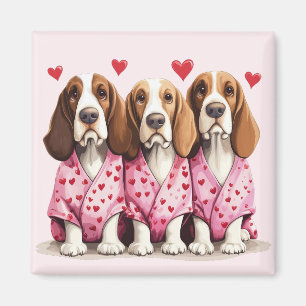 Aimant Valentines Day Basset Hound Dogs