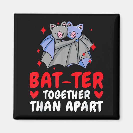 Aimant Valentine's Day Cuddling Cute Bats Couple Bat Vale (Devant)