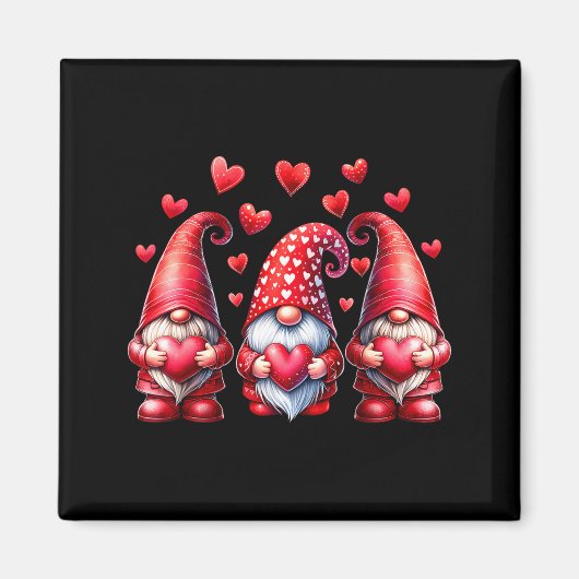 Aimant Valentines Day Gnomes Cute Red Hearts Love Gnome W (Devant)