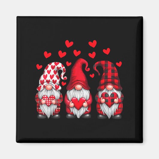 Aimant Valentines Day Gnomes Cute Red Hearts Love Gnome W (Devant)