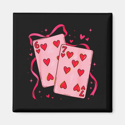 Aimant Valentines Day Heart Playing Cards In Love Funny 6 (Devant)