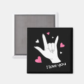 Aimant Valentines Day I Love You Hand Sign Language Asl H (Recto/Verso)