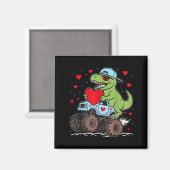 Aimant Valentines Day T Rex Riding Monster Truck Funny To (Recto/Verso)