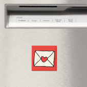 Aimant Valentines Doodles Red Heart Love Note Clip Art (In Situ (Lave-vaisselle))