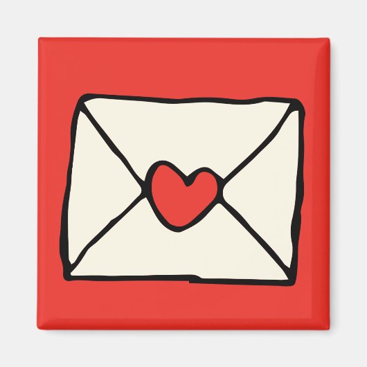 Aimant Valentines Doodles Red Heart Love Note Clip Art (Devant)