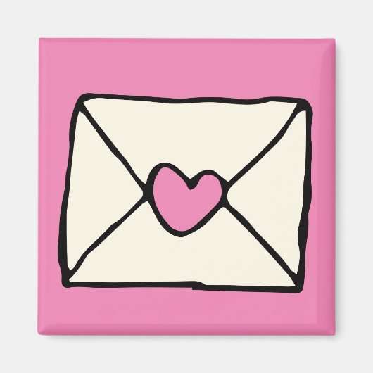 Aimant Valentines Doodles Rose Heart Love Note Clip Art (Devant)