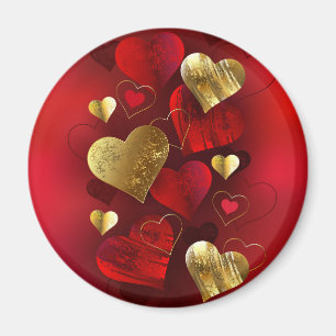 Aimant Valentines dorées et rouges