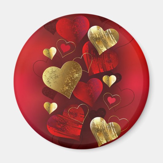 Aimant Valentines dorées et rouges (Devant)