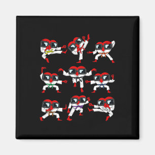 Aimant Valentines Jour Coeurs Karate Martial Arts Garçons