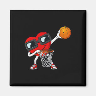 Aimant Valentines Jour Dabbing Coeur Tenant Un Basket-Bal