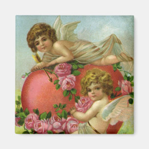 Aimant Valentines victoriennes vintages Day Angels Rose d