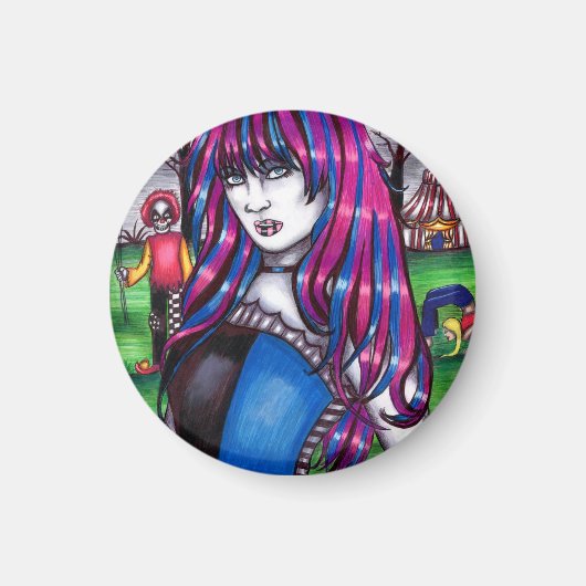 Aimant Vampire Circus Freak monstres dessin original (Devant)