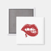 Aimant Vampire Lèvres rouges gouttant du sang (Recto/Verso)